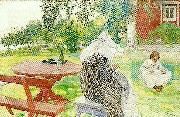 Carl Larsson sommardag karin och brita i tradgarden-sommartid china oil painting artist